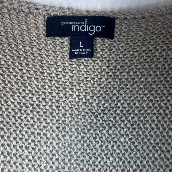 ✨Great Northern Indigo Large Tan Open Knit Cardigan Boho Vest - Picture 4 of 5